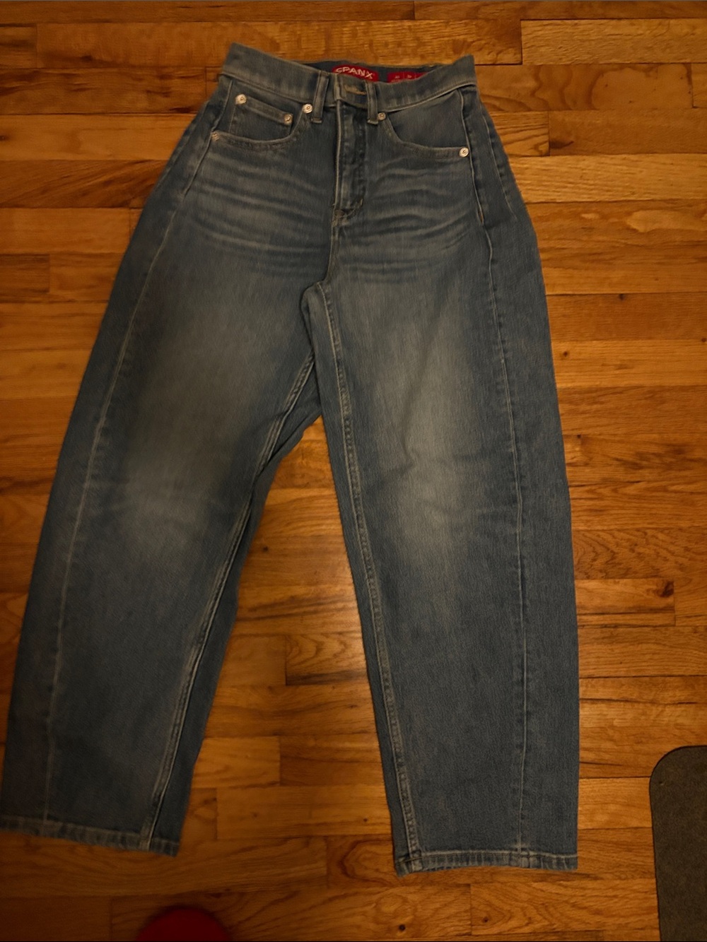 SPANX Blue High-Waist Relaxed Straight Jeans